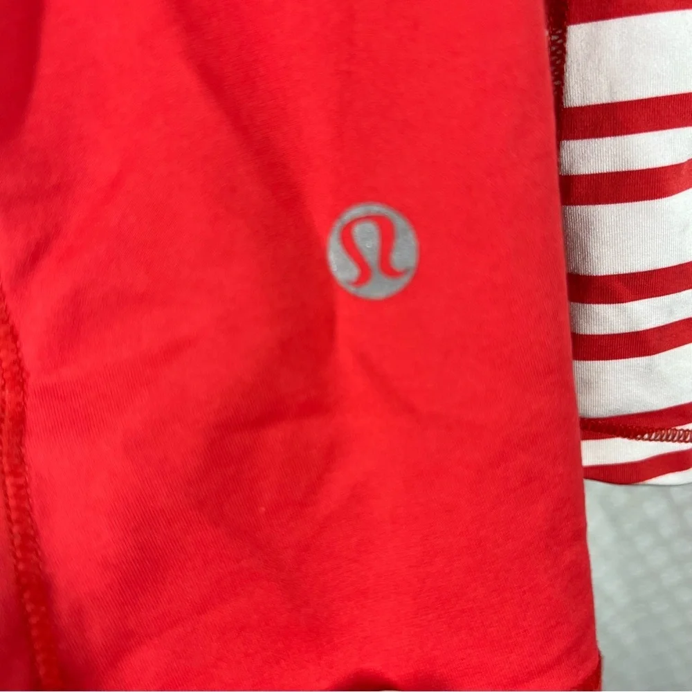 Lululemon Red White Striped Racerback Track And Train Tank Top‎